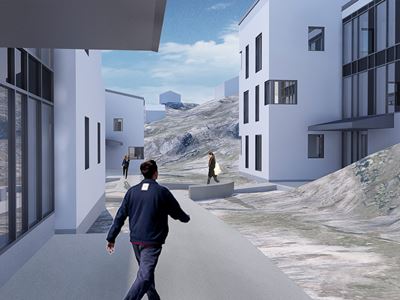 Sisimiut placering 1 - gårdrum mellem bygningerne