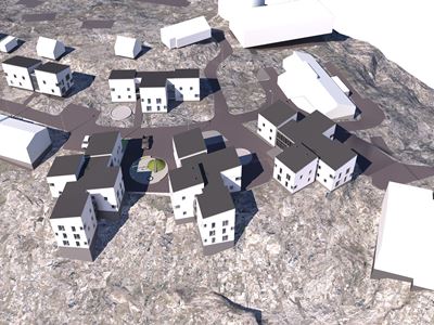 Ilulissat - Bebyggelsens placering ved Socialpædagogisk Seminarium