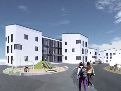 Qaqortoq - Gårdrum med legeplads i tilknytning til adgangsvejen